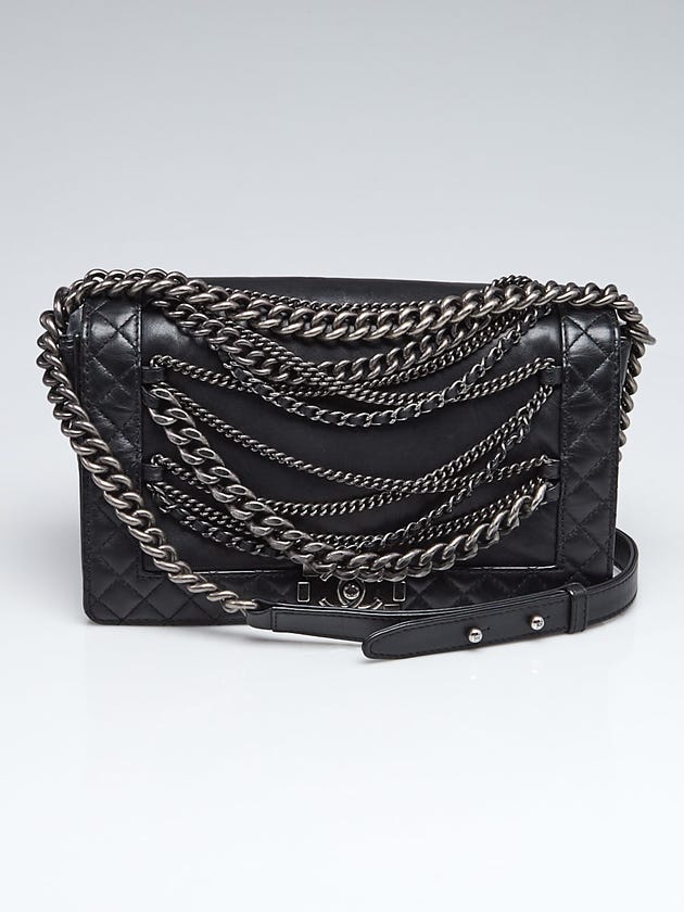 Chanel Black Leather Enchained Boy New Medium Flap Bag