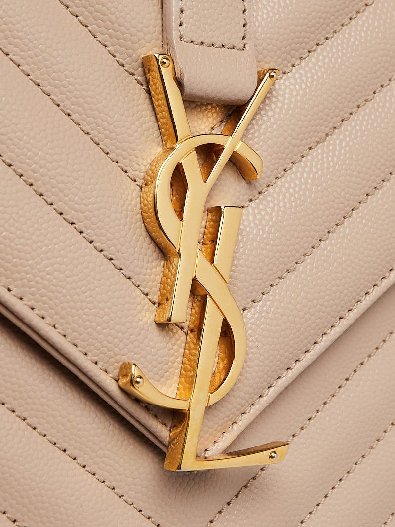 お歳暮 人気 オシャレ Laurent Saint Yves Beige Large Leather Quilted Chevron 小物