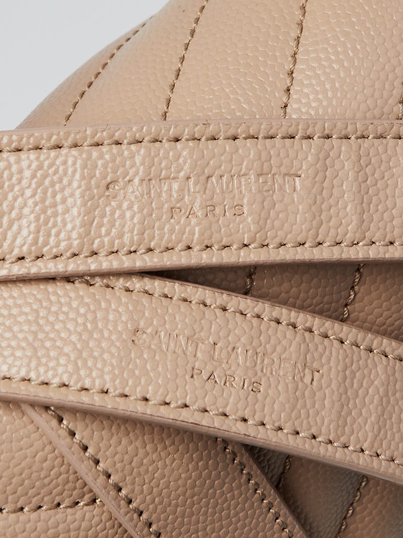 Yves Saint Laurent Beige Chevron Quilted Leather Large