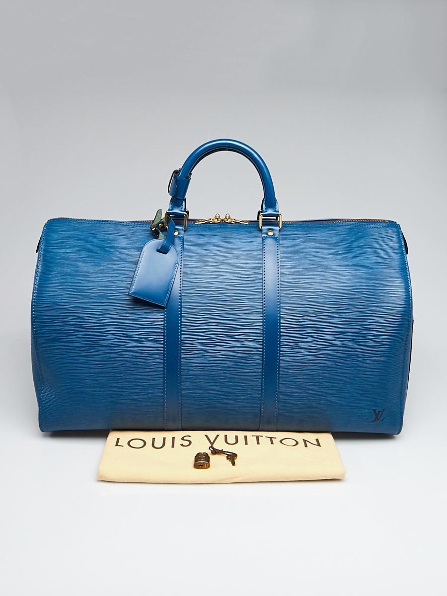 Louis Vuitton Toledo Blue Epi Leather Keepall 45 Bag - Yoogi's Closet