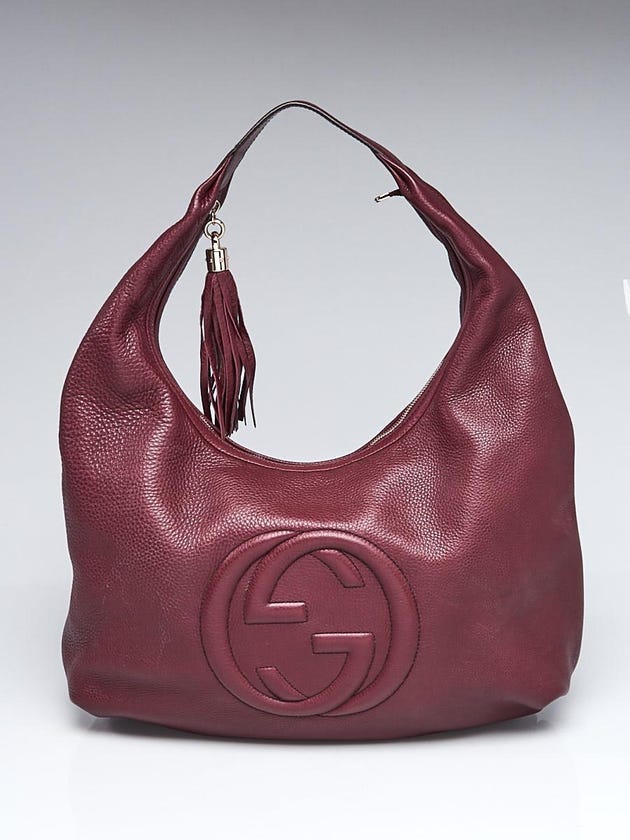 Gucci Burgundy Pebbled Leather Soho Hobo Bag
