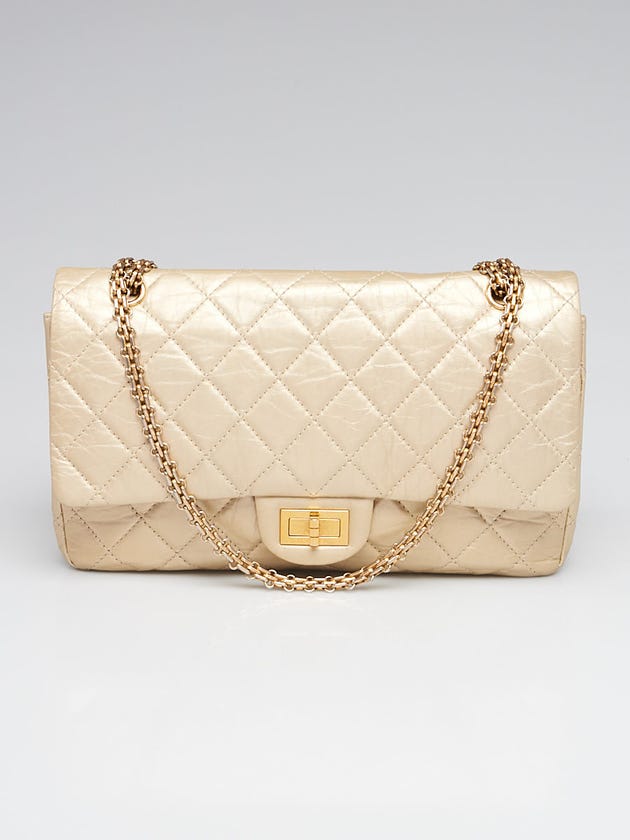 Chanel Gold 2.55 Reissue Quilted Classic Calfskin Leather 227 Jumbo Flap Bag
