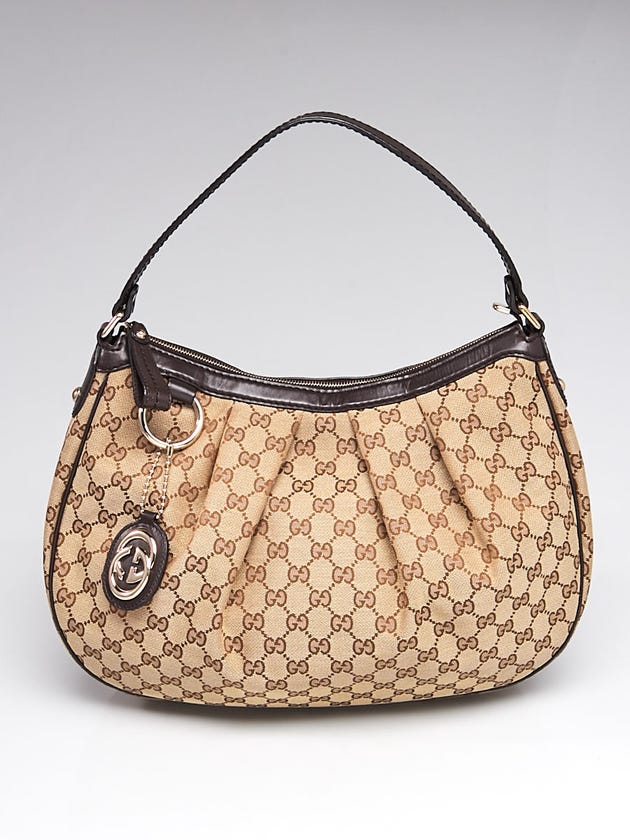 Gucci Beige/Ebony GG Canvas Sukey Shoulder Bag