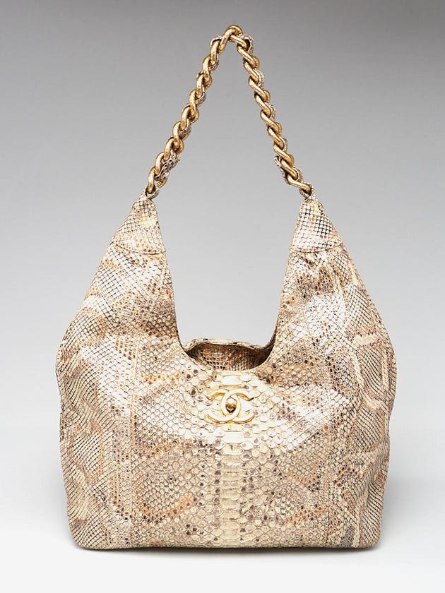 Chanel Gold Python CC Chain Handle Hobo Bag