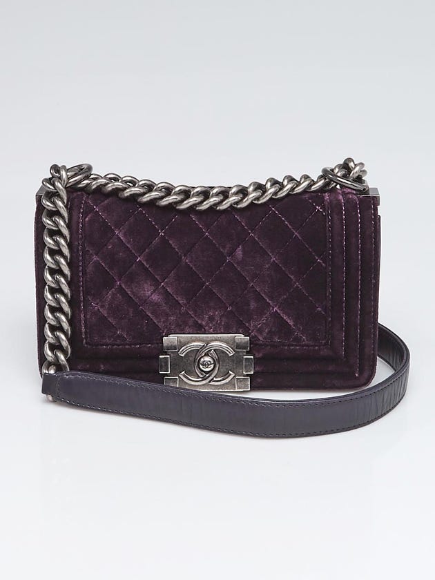 Chanel Purple Quilted Velvet Small Boy Bag