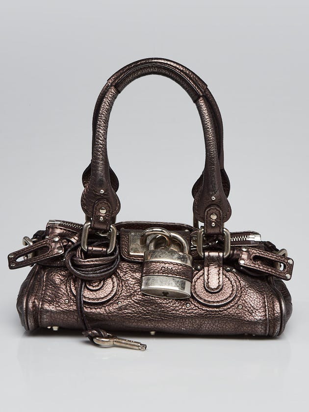 Chloe Pewter Leather Paddington Mini Satchel Bag