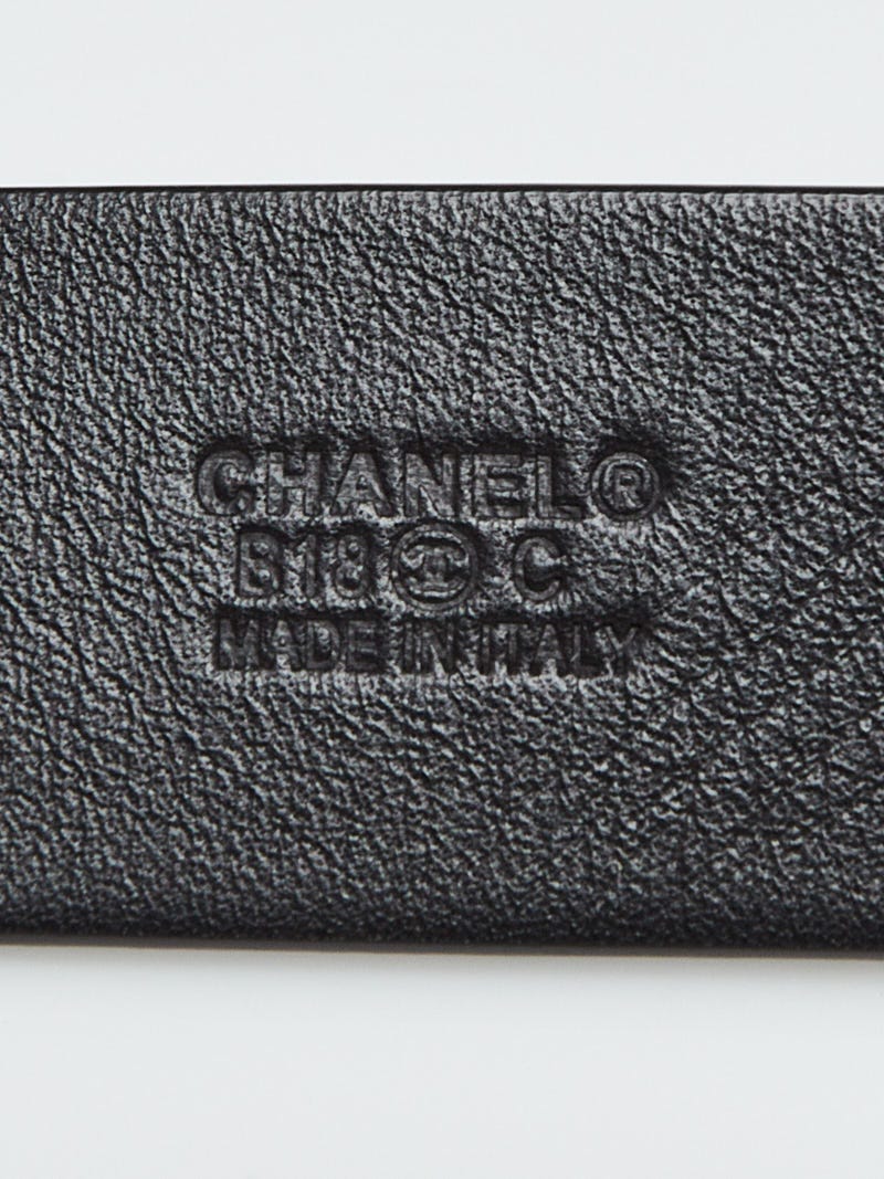 Chanel Black Leather Skinny Turnlock CC Belt Size 75/30 | Yoogi