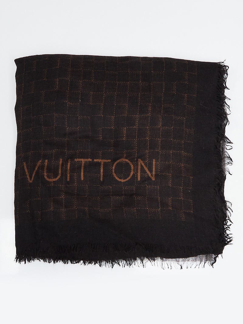 Louis Vuitton Black Silk and Cashmere Etole Damier Scarf - Yoogi's