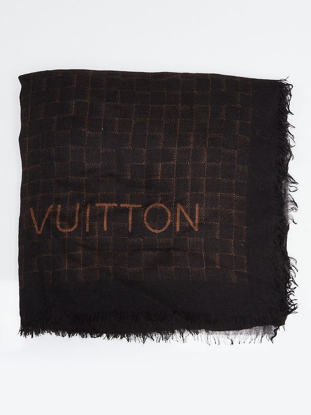 Louis Vuitton Brown/Black Silk and Cashmere Etole Damier Ebene Scarf