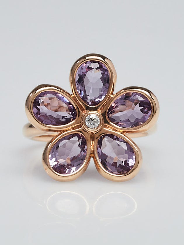 Tiffany & Co. 18k Rose Gold with Amethyst and Diamond Garden Flower Ring Size 6