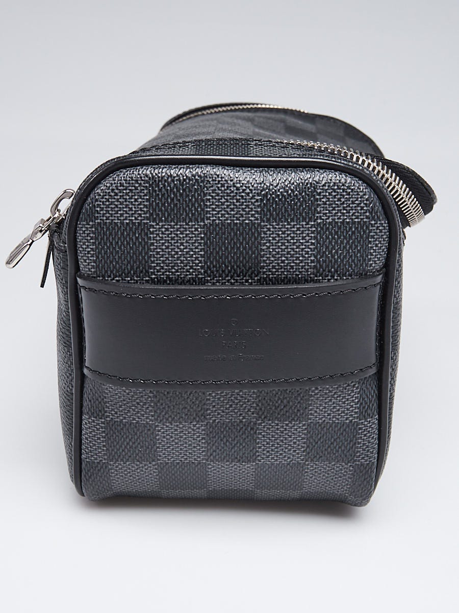 This Louis Vuitton Toletry Pouch in Damier Graphite canvas will protect  your shaving tools and treatments.