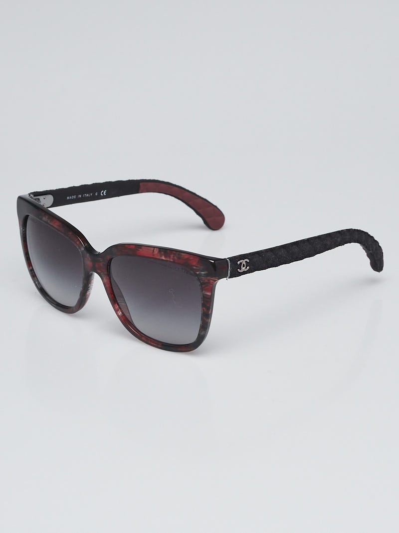 Chanel Red/Black Printed Acetate Frame and Denim CC Sunglasses