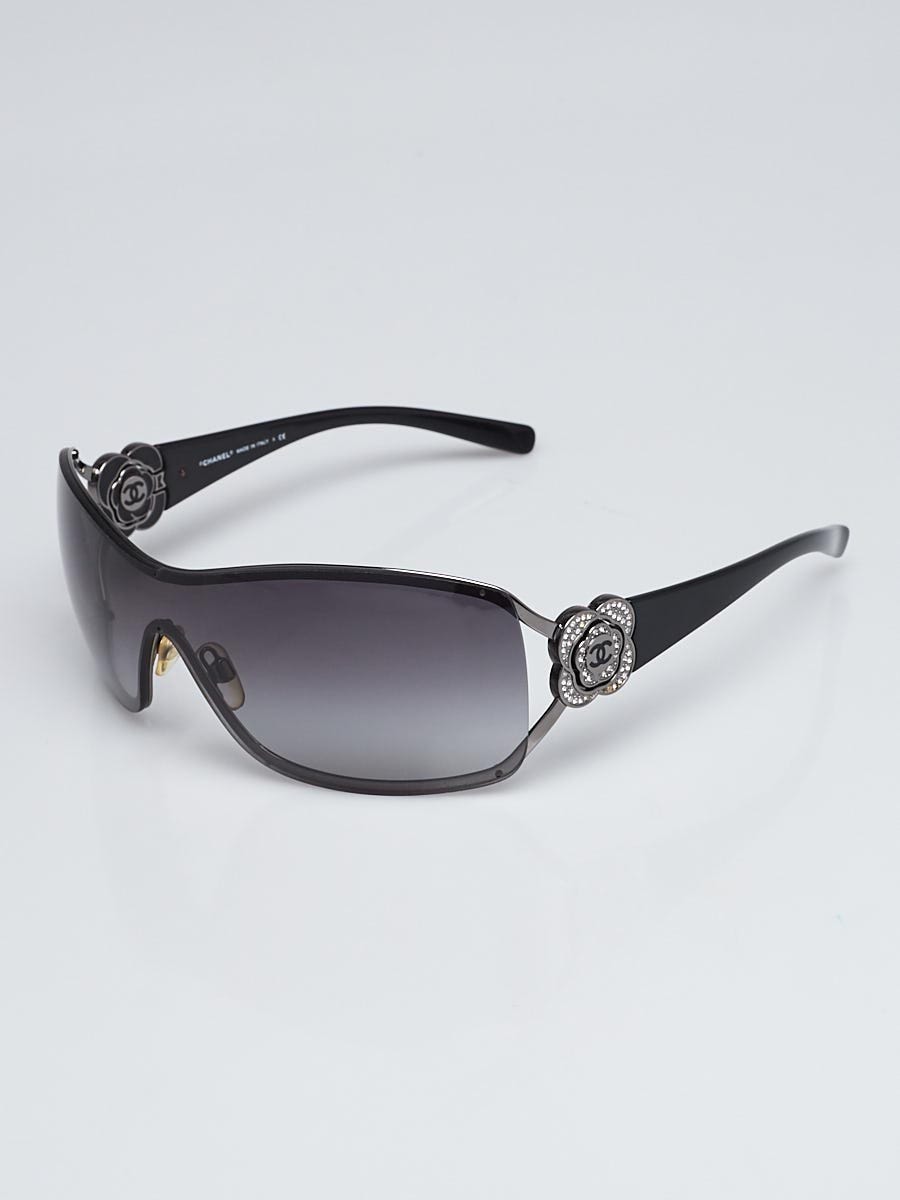 Chanel Black 5318-Q-A Camellia Gradient Oval Sunglasses at 1stDibs