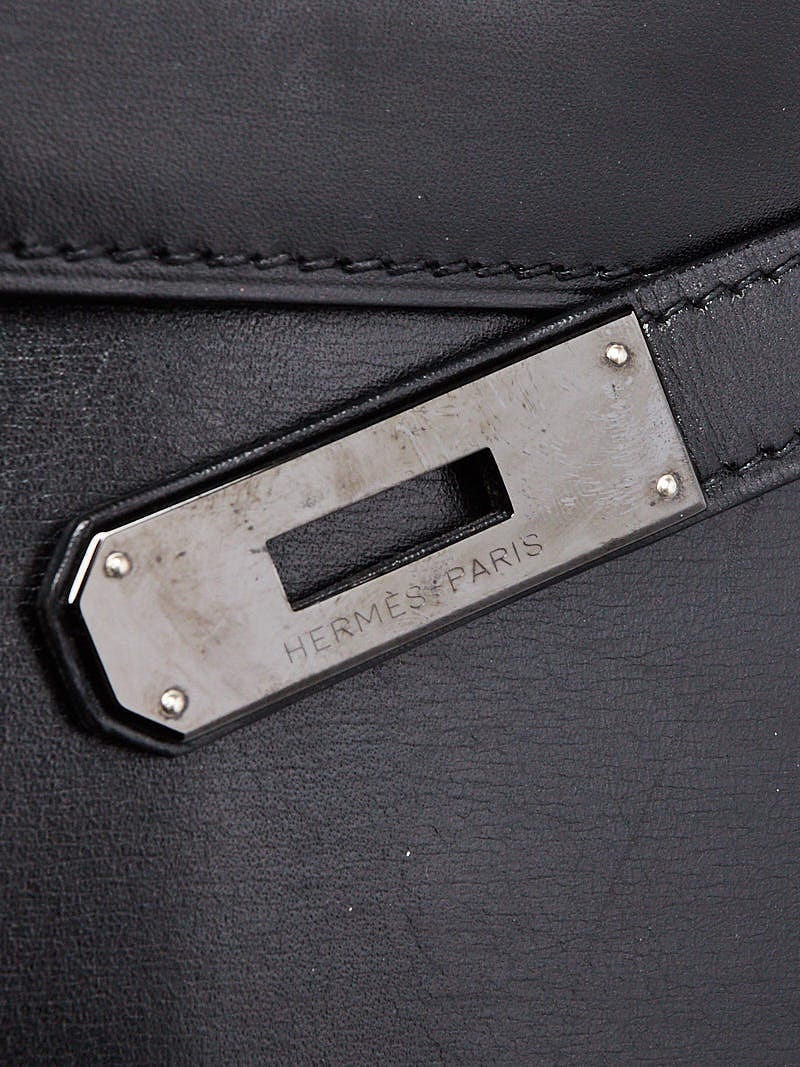 Hermes 32cm Black Box Leather Black Hardware SO Black Kelly