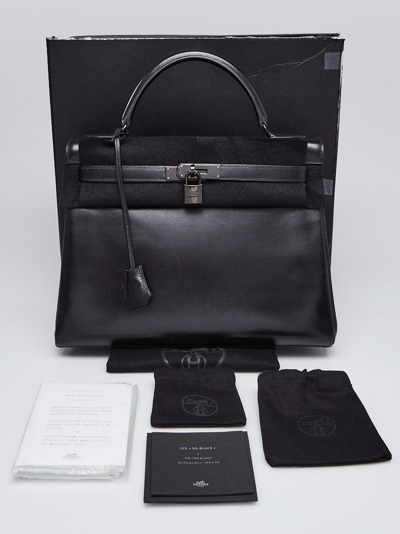 Hermes　Kelly bag 25　Retourne　Black　Togo leather　Silver hardware