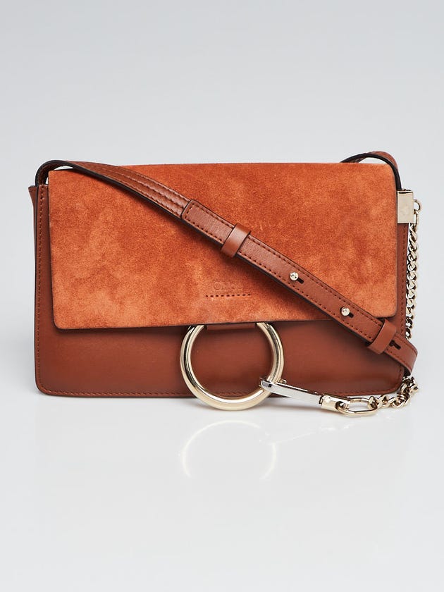 Chloe Tobacco Leather and Suede Small Faye Bag