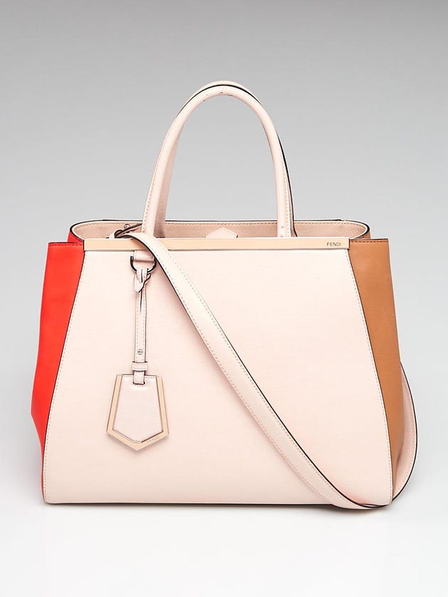 Fendi Pink Tri-Color Vitello Leather Medium 2Jours Elite Tote Bag 8BH250
