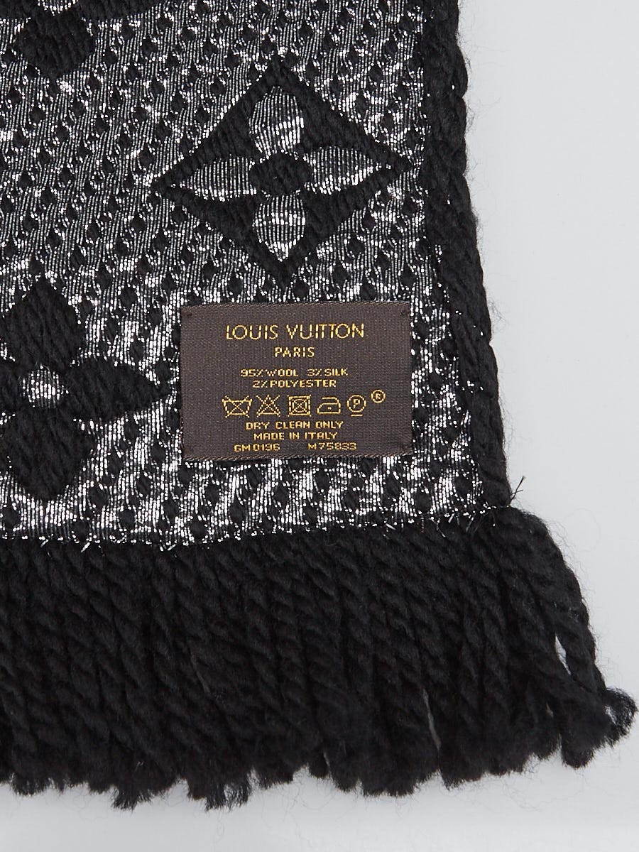 Louis Vuitton Black Wool/Silk Logomania Scarf - Yoogi's Closet