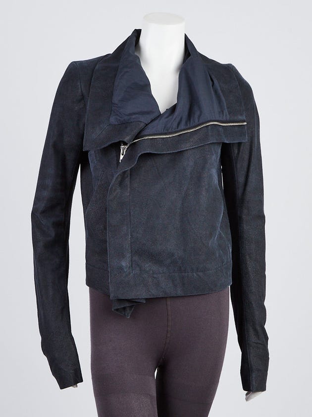 Rick Owens Blue Lambskin Leather Jacket Size 8/42
