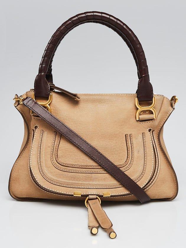 Chloe Tan/Brown Sheepskin Leather Small Marcie Satchel Bag