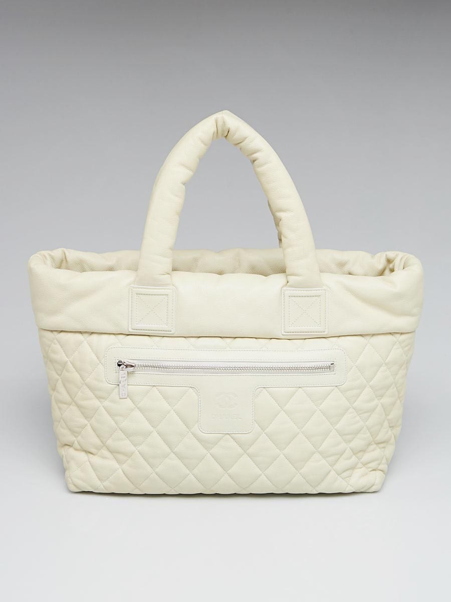 Chanel Dark White/Navy Blue Quilted Caviar Leather Coco Cocoon Tote Bag -  Yoogi's Closet