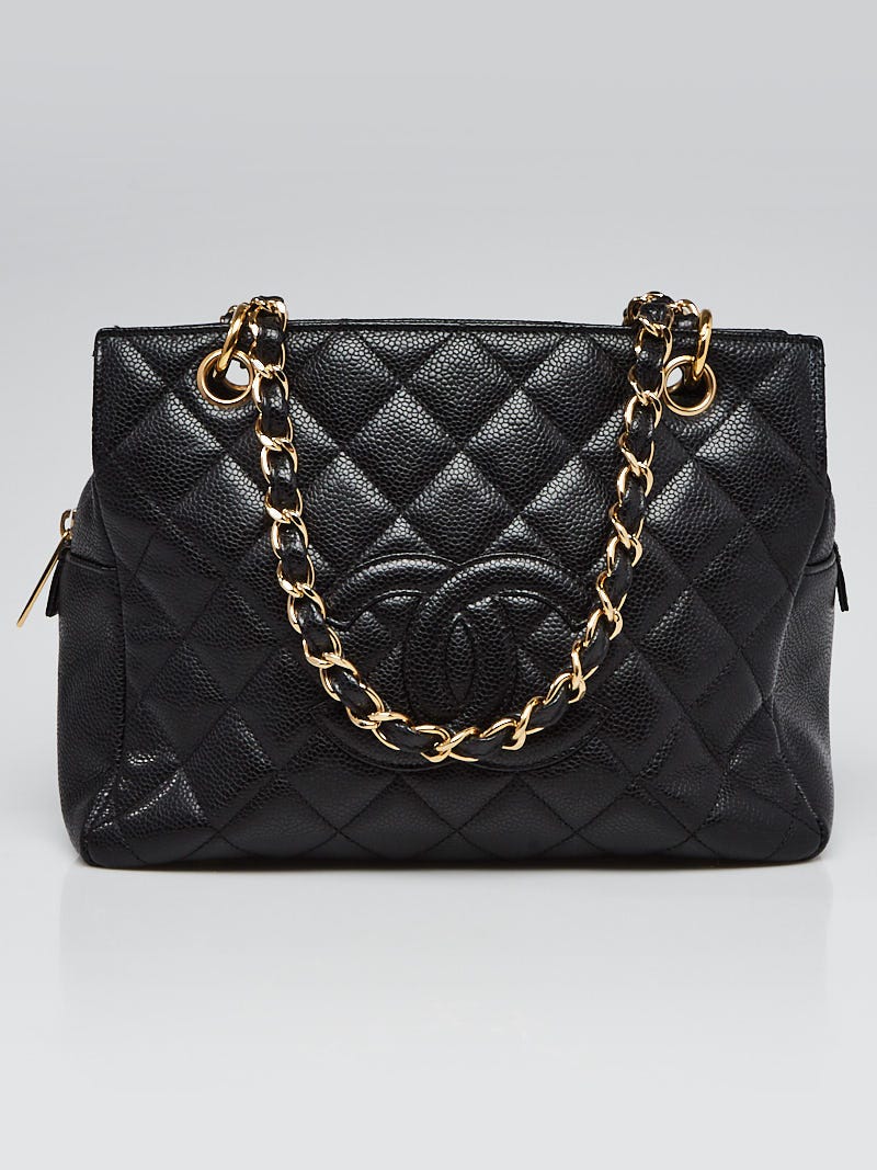 Chanel Vintage Black Quilted Caviar Grand Timeless Shopping Tote