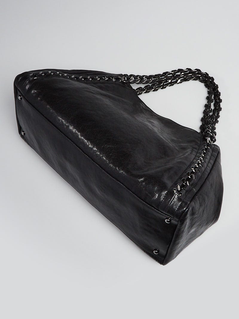 Chanel Black Glazed Caviar Leather Modern Chain East/West Tote Bag