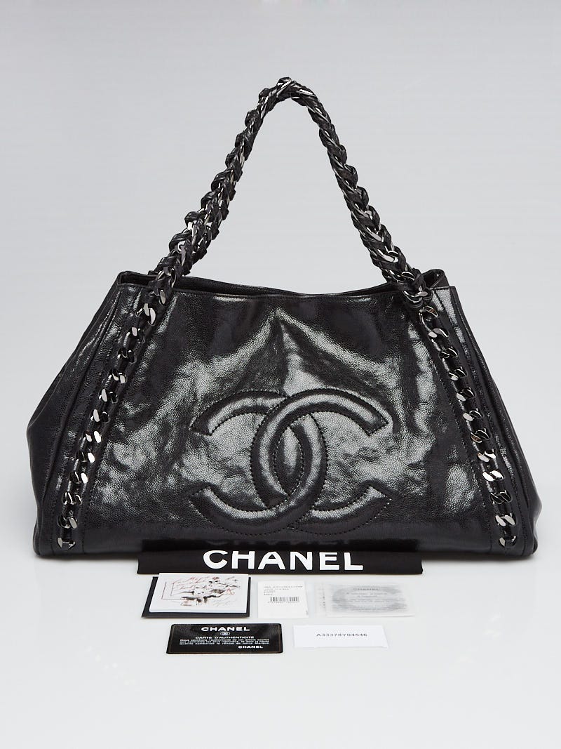 Chanel Black Glazed Caviar Leather Modern Chain East/West Tote