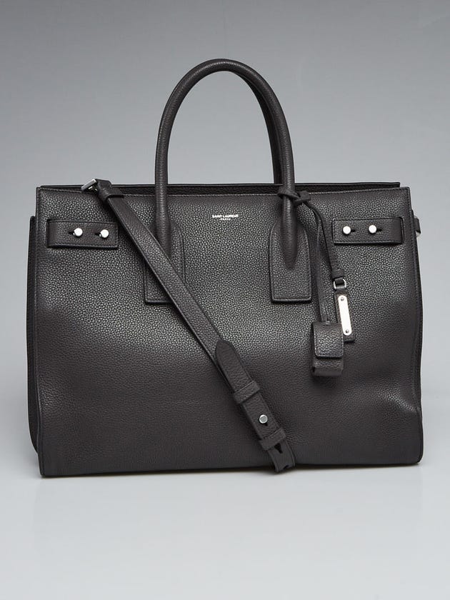 Yves Saint Laurent Grey Pebbled Leather Medium Sac de Jour Souple Bag 