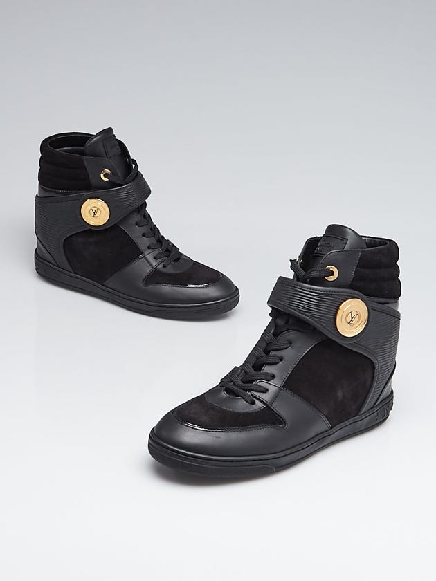 Louis Vuitton Black Epi Leather and Suede High Top Wedge Sneakers Size 10.5/41