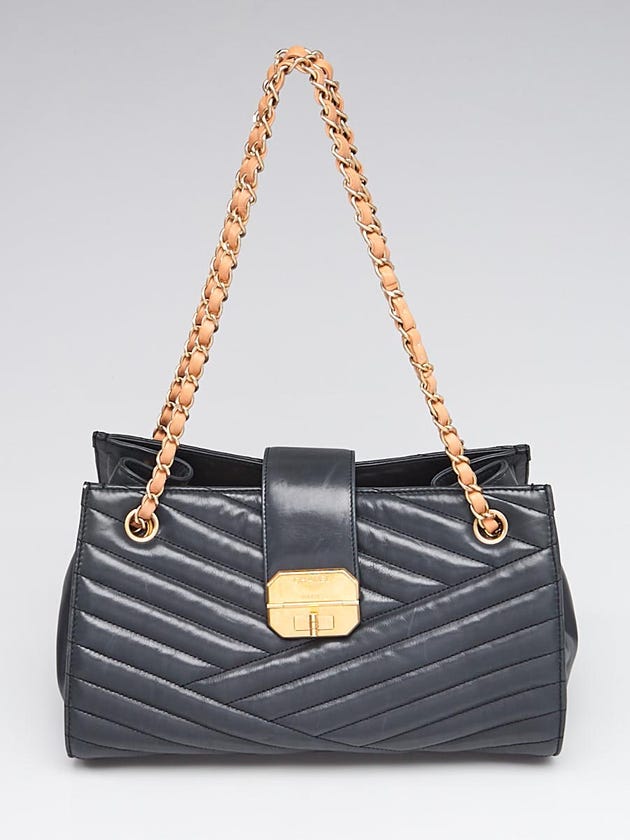 Chanel Black Chevron Quilted Leather Gabrielle Tote Bag
