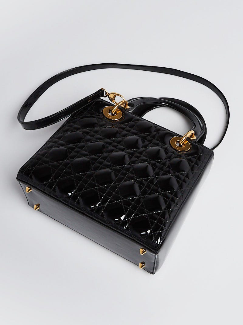 Christian Dior Black Patent Leather Medium Lady Dior Bag Christian Dior Black Patent Leather Medium Lady Dior Bag