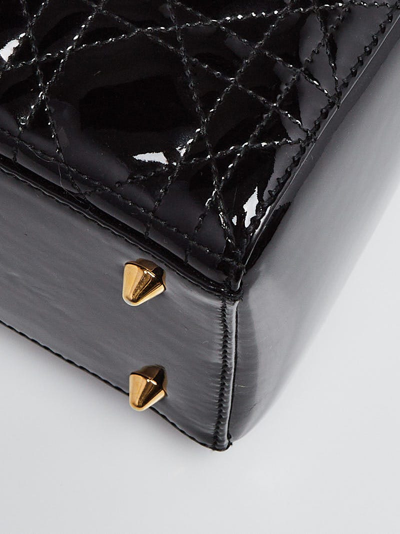 Christian Dior Black Patent Leather Medium Lady Dior Bag Christian Dior Black Patent Leather Medium Lady Dior Bag