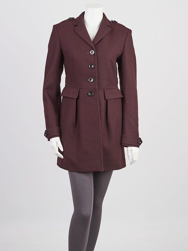Burberry Britt Burgundy Wool Coat Size 4/38