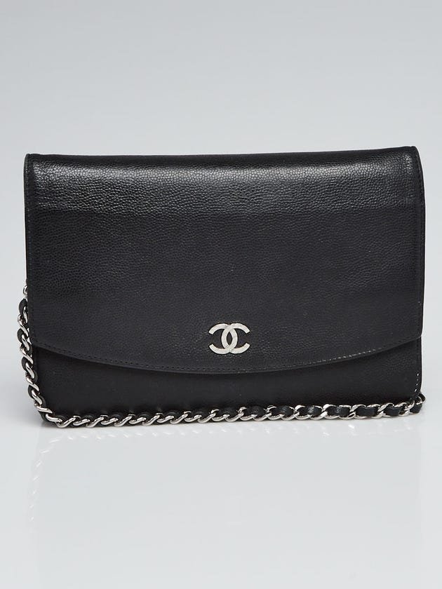 Chanel Black Caviar Leather Sevruga WOC Clutch Bag