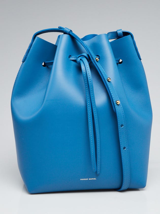 Mansur Gavriel Sea Blue Vegetable Leather Large Bucket Bag