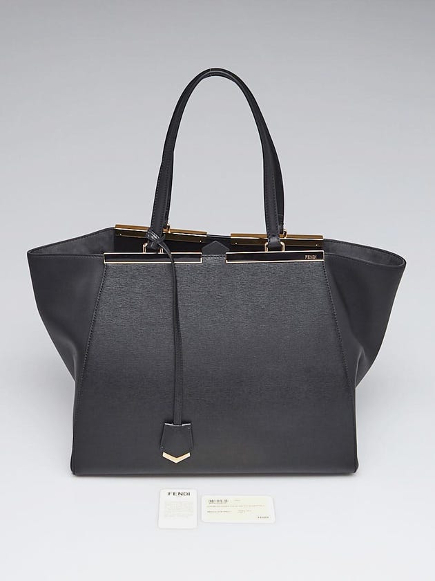 Fendi Black Vitello Elite Leather Large 3Jours Tote Bag 8BH272