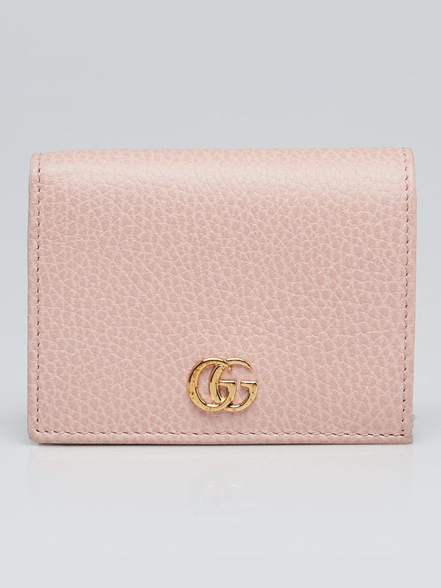 Gucci Pink Grain Leather GG Marmont Card Case