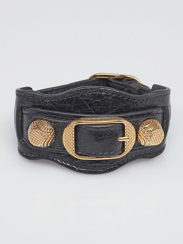 Balenciaga Black Lambskin Leather Arena Giant Gold Bracelet