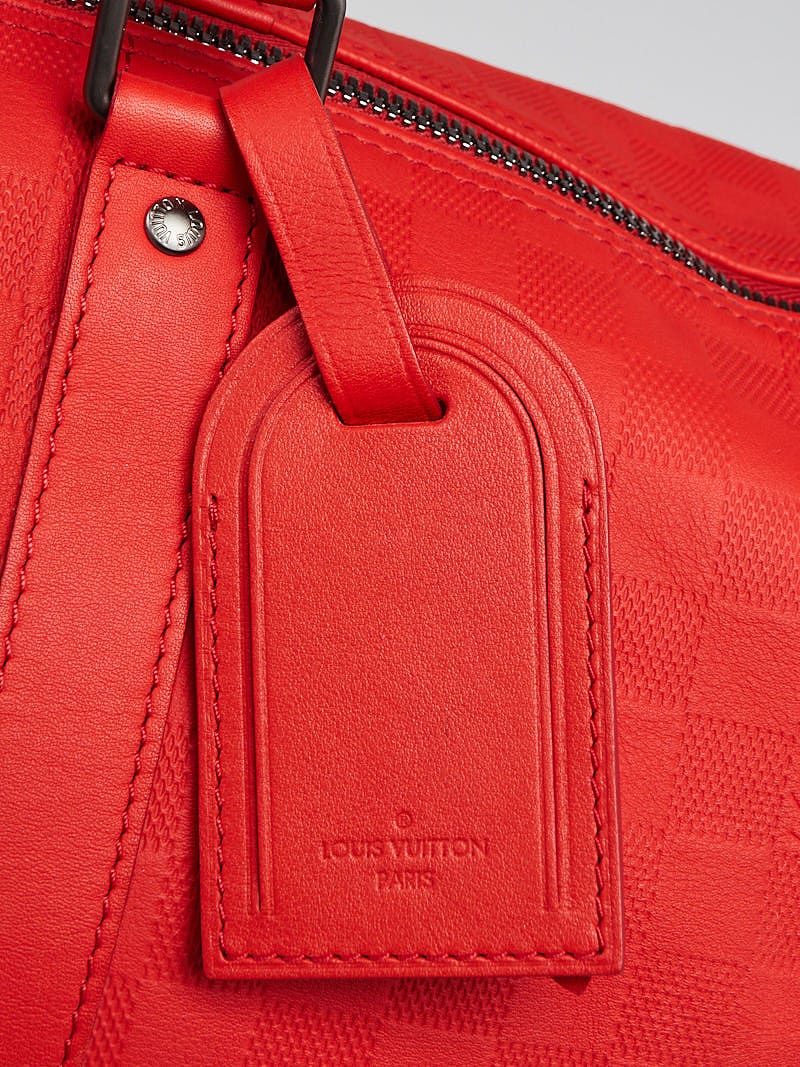 Louis Vuitton, Bags, Red Damier Infini Keepall 45 Louis Vuitton Auth