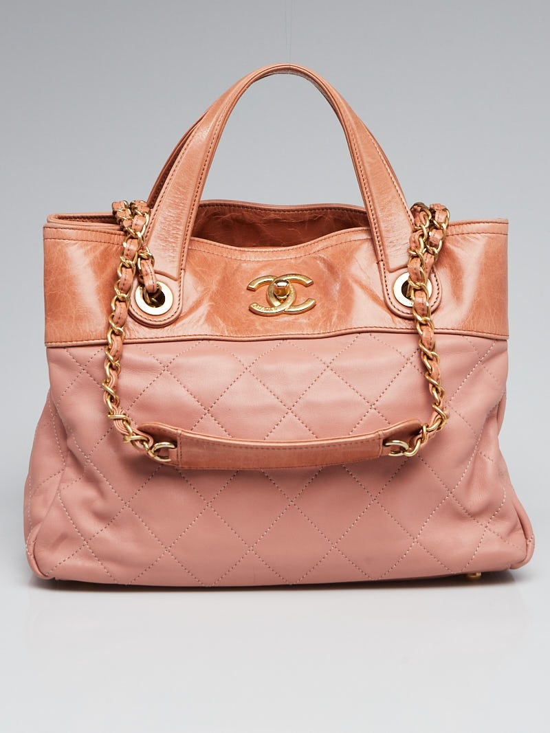 Chanel Light Red Quilted Leather In-the-Mix Small Tote Bag