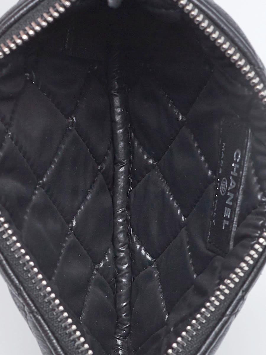 Chanel Black Quilted Lambskin Leather Mini O-Case Zip Pouch - Yoogi's Closet