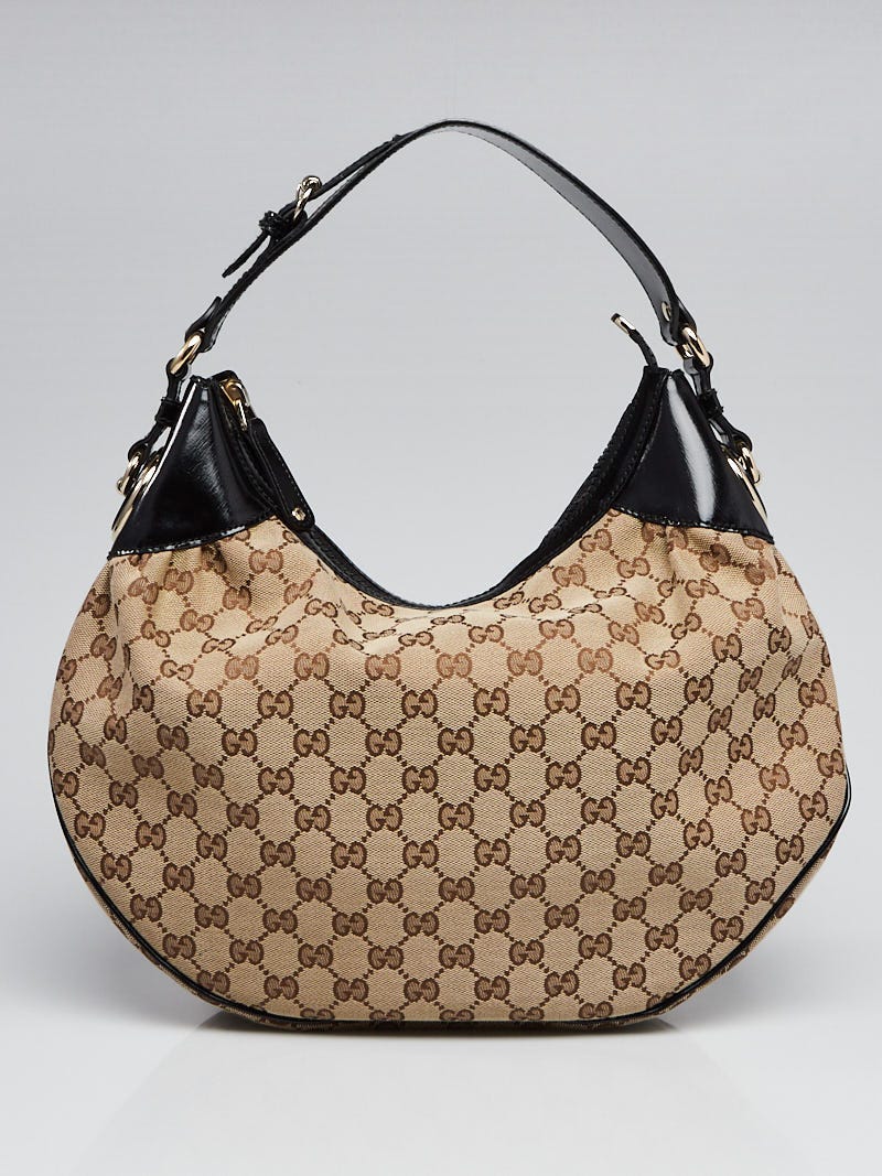 Gucci Beige/Ebony GG Canvas Large Horsebit Hobo Bag - Yoogi's Closet