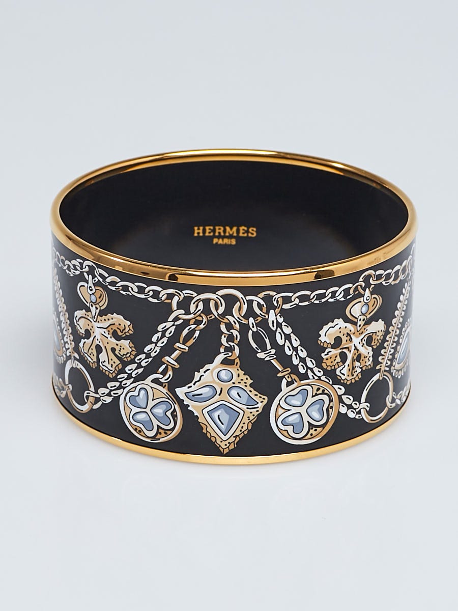 Quadrige' Extra Wide Enamel Bangle Bracelet, Silver – Gleem & Co