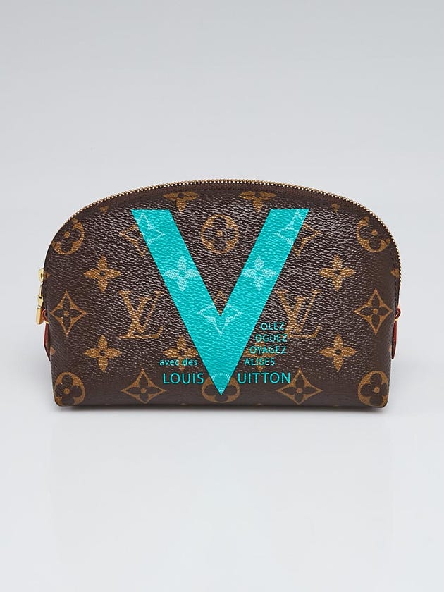 Louis Vuitton Limited Edition Turquoise Monogram Canvas V Cosmetic Pouch