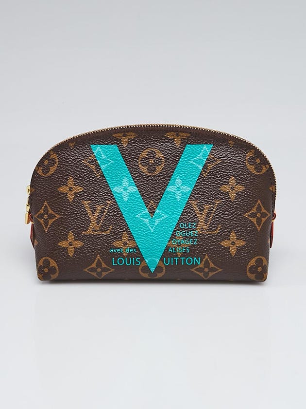 Louis Vuitton Limited Edition Turquoise Monogram Canvas V Cosmetic Pouch