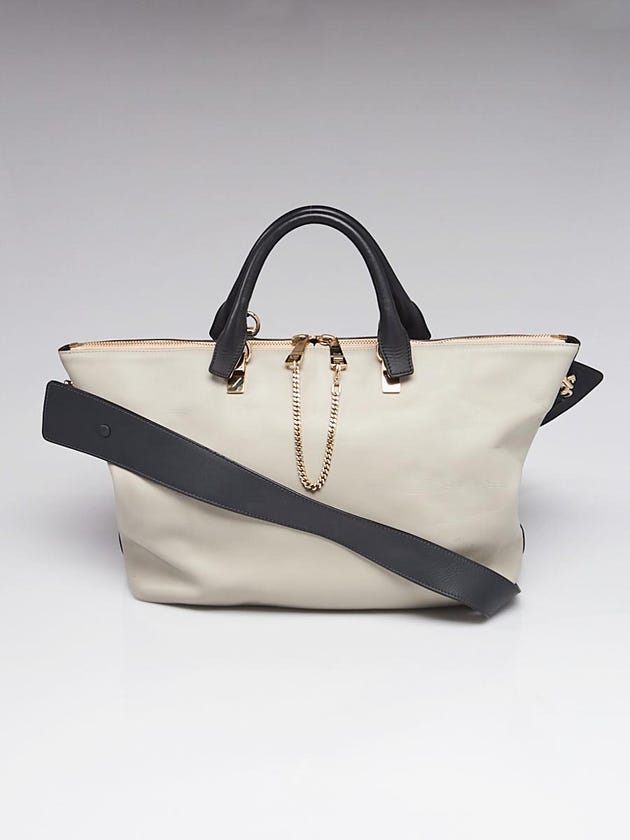 Chloe Black/Grey Leather Two-Tone Large Baylee Tote Bag
