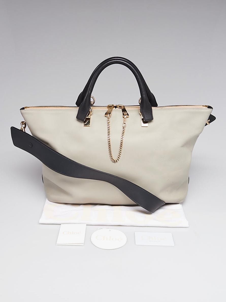 Chloe Black/Grey Leather Two-Tone Large Baylee Tote Bag | Yoogi's