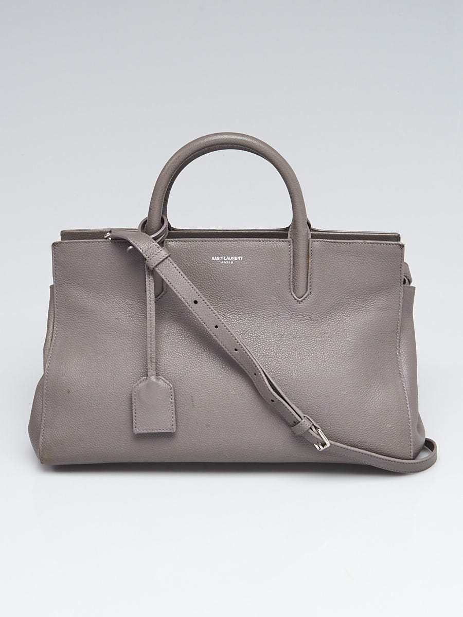 Gray YSL Saint Laurent Cabas Leather Tote