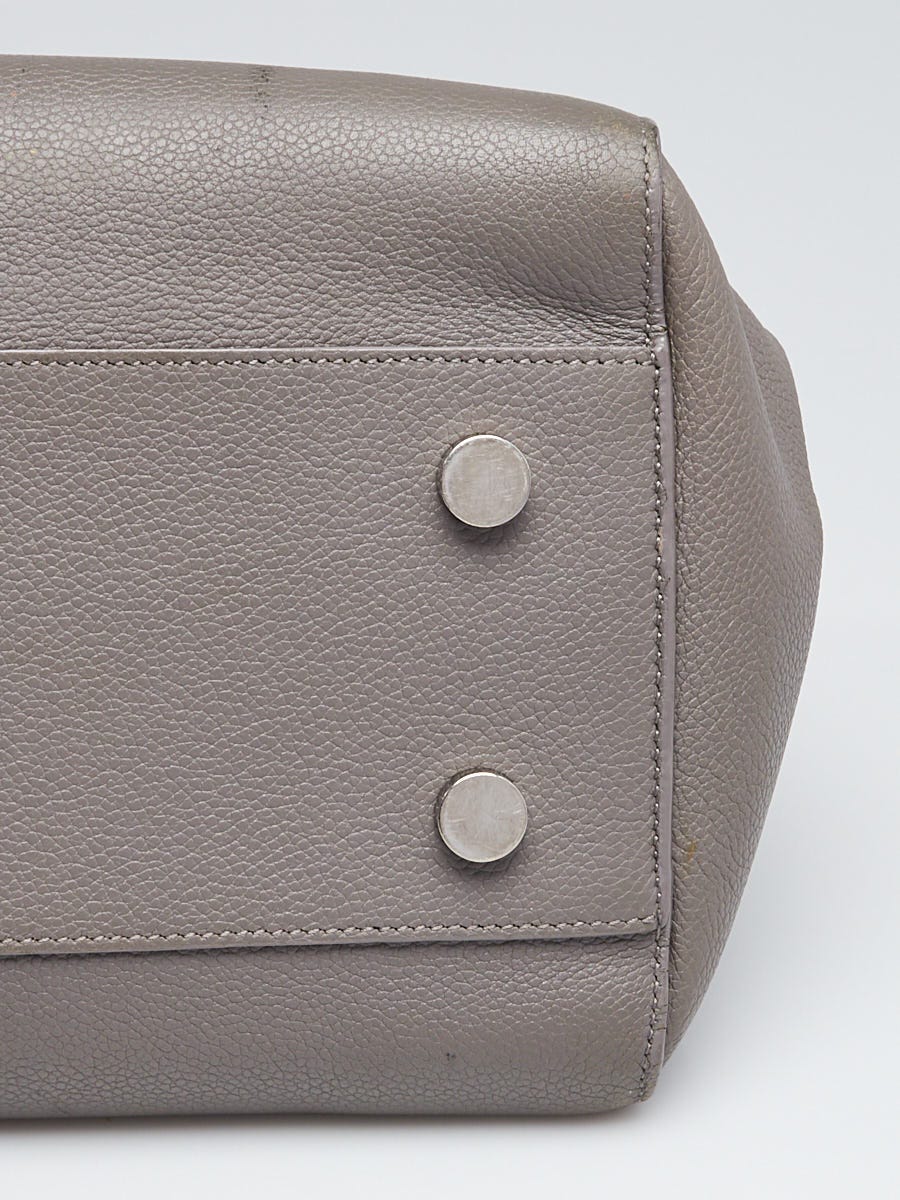 Yves Saint Laurent Grey Leather Large Monogram Cabas Bag - Yoogi's Closet